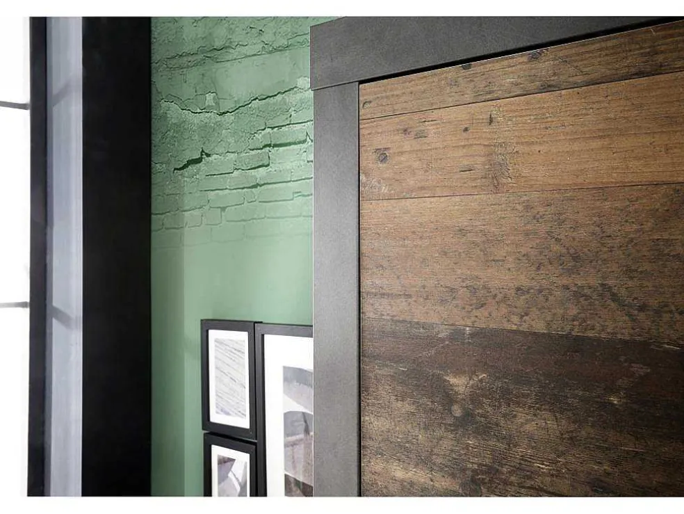 Irwin Kledingkast 2 Deuren, Grijs Matera Decor, Old Wood Decor.