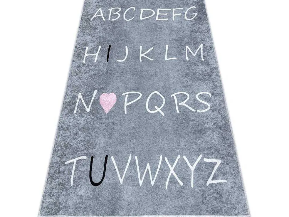 Junior 52106.801 Tapijt Wasbaar Alfabet Voor Kinderen Antislip - Grijs 120X170 Cm