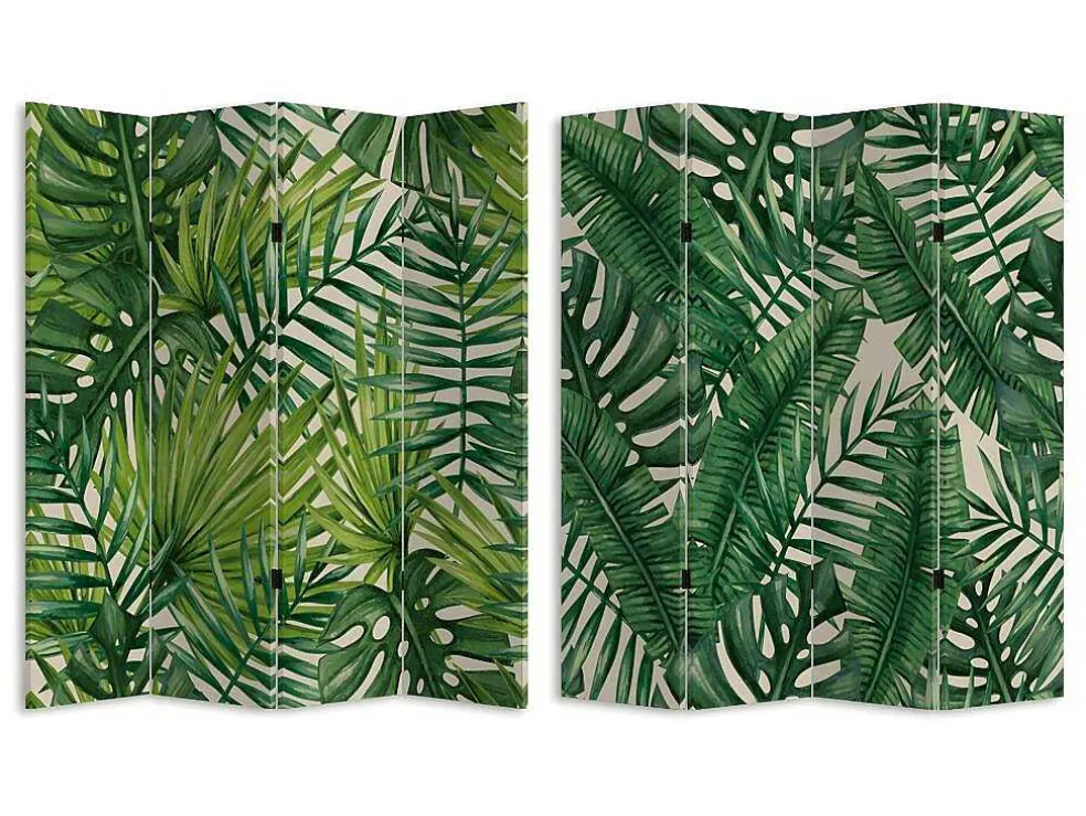 Kamerscherm Bedrukt 4 Delen Tropische Bladeren Greeny - 161 X 180 Cm