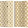 Kamerscherm Met Art-Decoprint 3 Delen Luxor - Mdf - L.120 X H.180 Cm - Goudkleurig