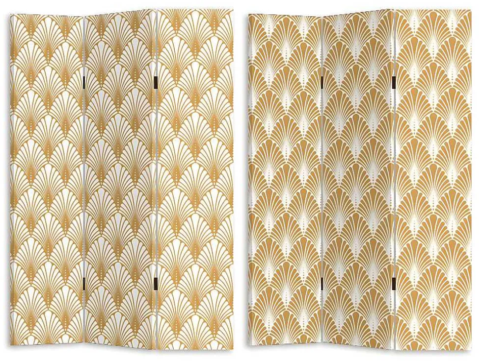 Kamerscherm Met Art-Decoprint 3 Delen Luxor - Mdf - L.120 X H.180 Cm - Goudkleurig