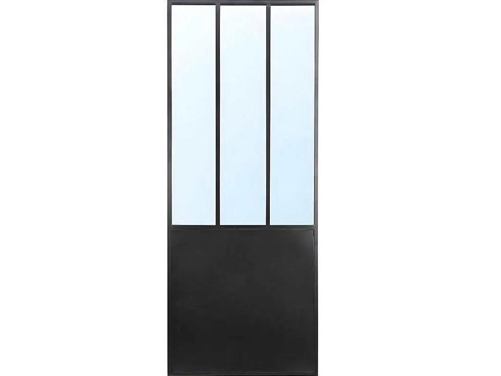 Kamerscherm Met Spiegel Coventry - Industriele Stijl - Metaal - H180Xl122Cm - Zwart