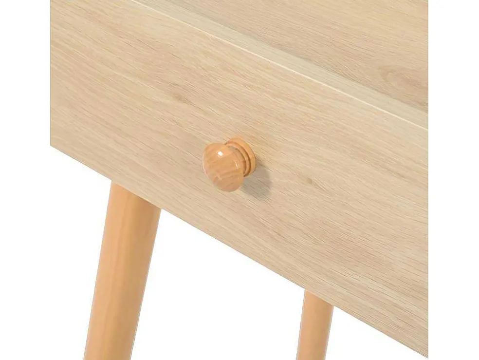 Kaptafel Met Opbergspiegel, 3 Laden, Meerdere Opbergvakken, Grote Opbergcapaciteit - Naturel (Kruk Niet Inbegrepen)