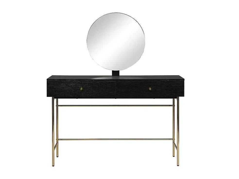 Kaptafel Met Spiegel En 2 Lades - Mdf En Staal - Zwart En Goud - Milavia Van Pascal Morabito