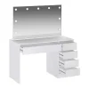 Kaptafel Met Spiegel En Ledverlichting - 5 Lades - Glanzend Wit - Jenemi