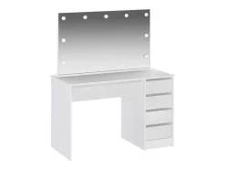 Kaptafel Met Spiegel En Ledverlichting - 5 Lades - Glanzend Wit - Jenemi