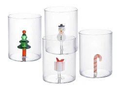 Karaf + Set Van 4 Glazen Met Kerstmotieven - Scopa