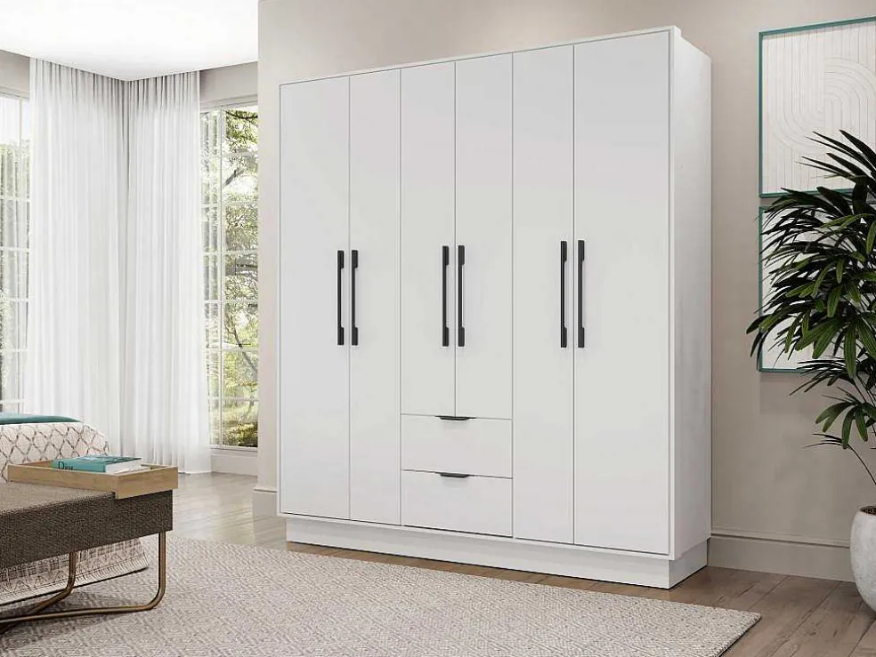 Kast Met 6 Deuren En 2 Lades - L162 Cm - Wit - Feova