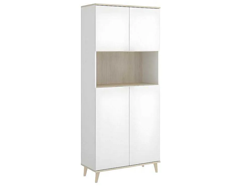 Keukenbuffet Wajdi - 4 Deuren En 1 Nis - Wit En Eiken