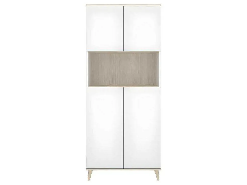 Keukenbuffet Wajdi - 4 Deuren En 1 Nis - Wit En Eiken