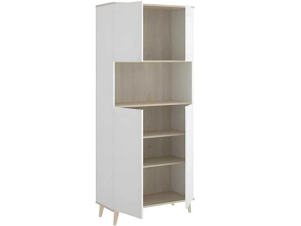 Keukenbuffet Wajdi - 4 Deuren En 1 Nis - Wit En Eiken