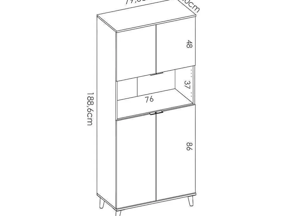 Keukenbuffet Wajdi - 4 Deuren En 1 Nis - Wit En Eiken