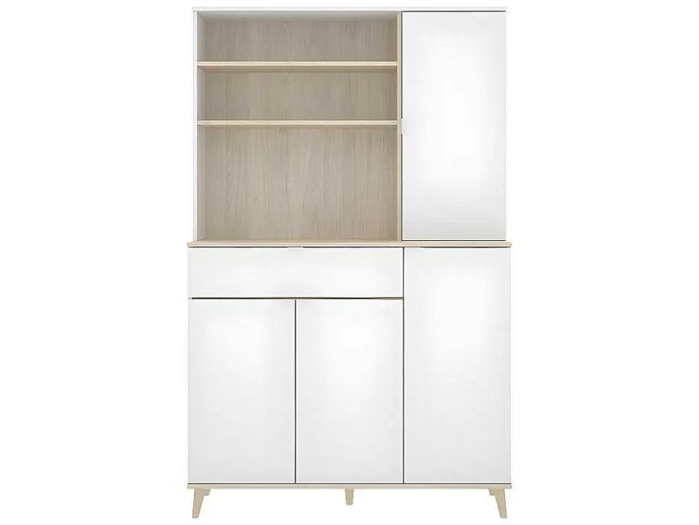 Keukenbuffet Wajdi - 4 Deuren, 1 Lade En 3 Nissen - Wit En Eiken