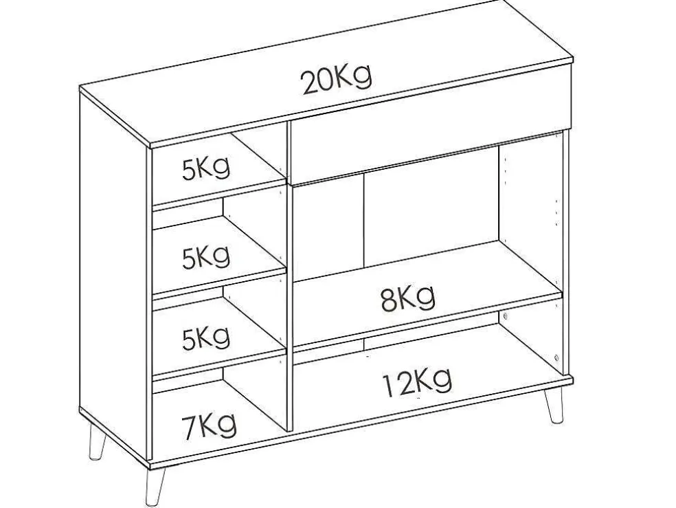 Keukenbuffet Wajdi - 2 Deuren, 1 Lade En 4 Nissen - Wit En Eiken