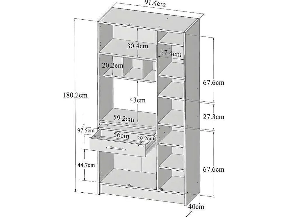 Keukenmeubel Mady - 5 Kasten En 1 Lade - Zwart & Eiken