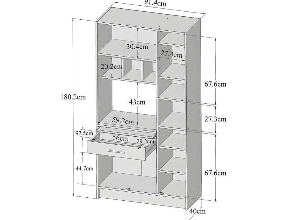 Keukenmeubel Mady - 5 Kasten En 1 Lade - Zwart & Eiken