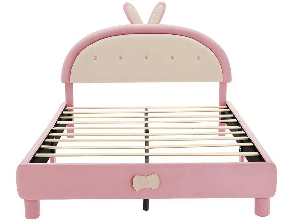 Kinderbed Bekleed Met Fluweel 140X200Cm - Met Lattenbodem - Roze