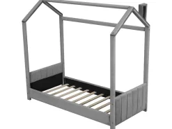 Kinderhutbed 90X200Cm In Fluweel - Lattenbodem - Grijs