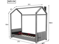 Kinderhutbed 90X200Cm In Fluweel - Lattenbodem - Grijs