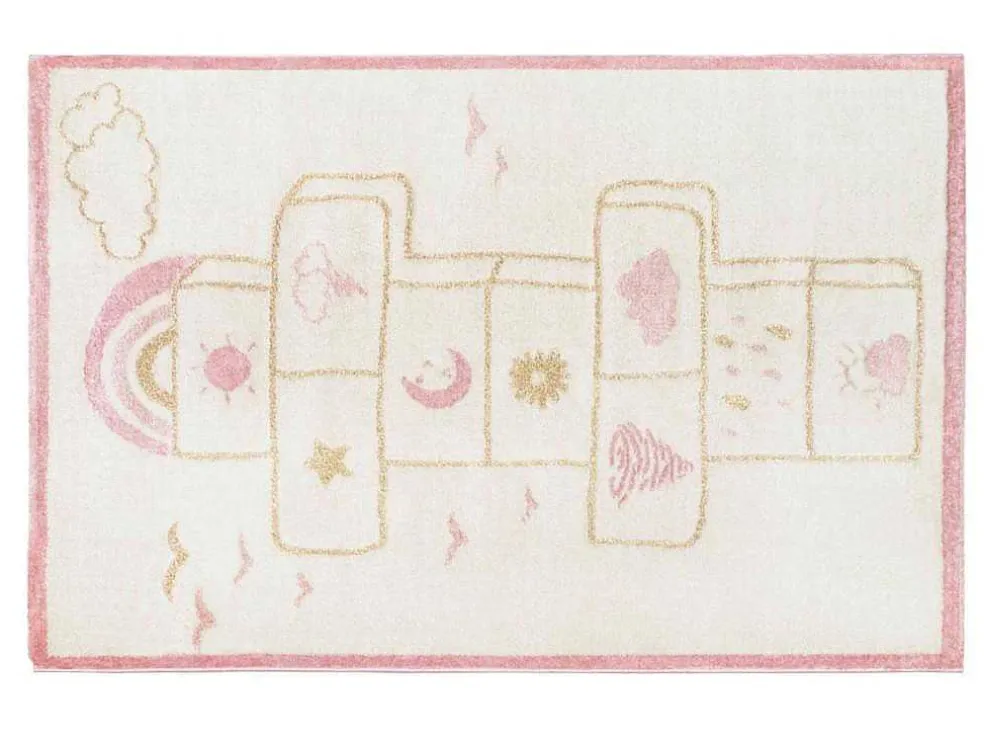 Kindertapijt Hinkelbaan Funny - Polypropyleen - 100 X 150 Cm - Beige En Roze