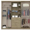 Kledingkast - Schuifdeuren - Spiegel En Laden - L240 Cm - Naturel En Ivoorkleur - Bodil Ii