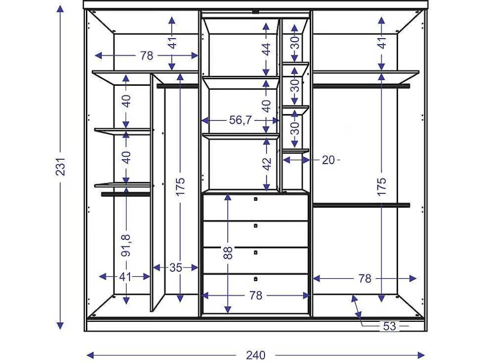 Kledingkast - Schuifdeuren - Spiegel En Laden - L240 Cm - Naturel En Ivoorkleur - Bodil Ii