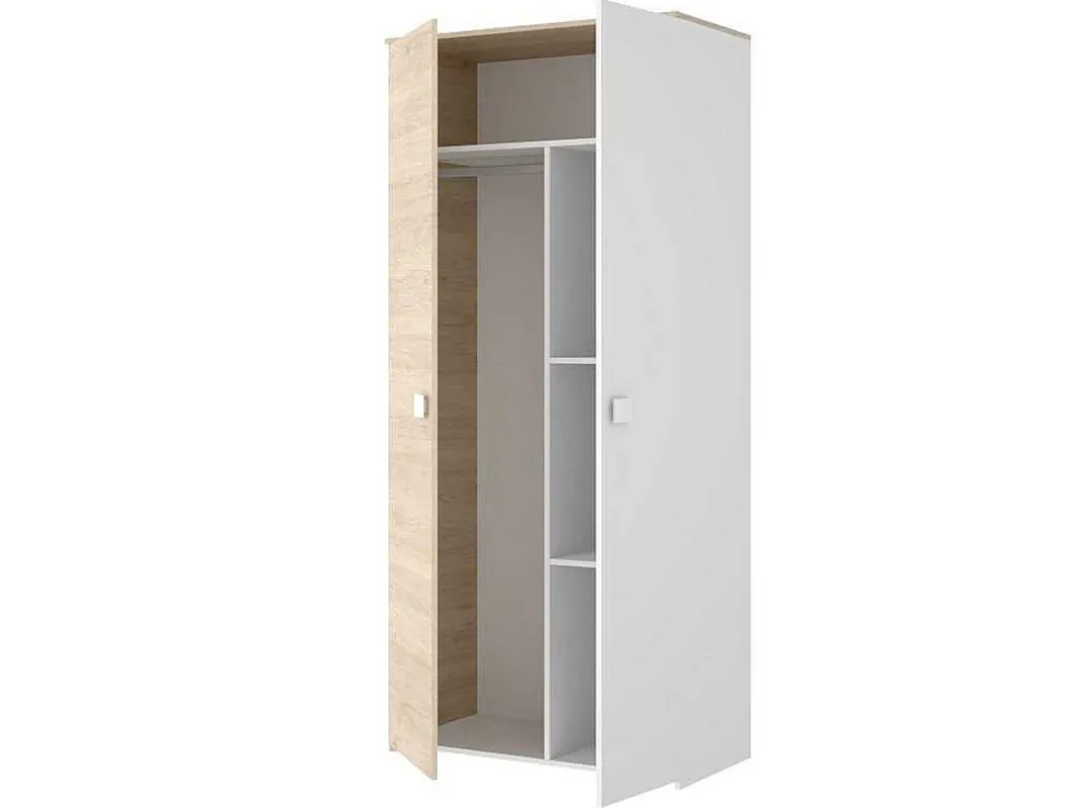Kledingkast Sonia - 2 Deuren - L95 Cm - Kleuren: Eiken En Wit