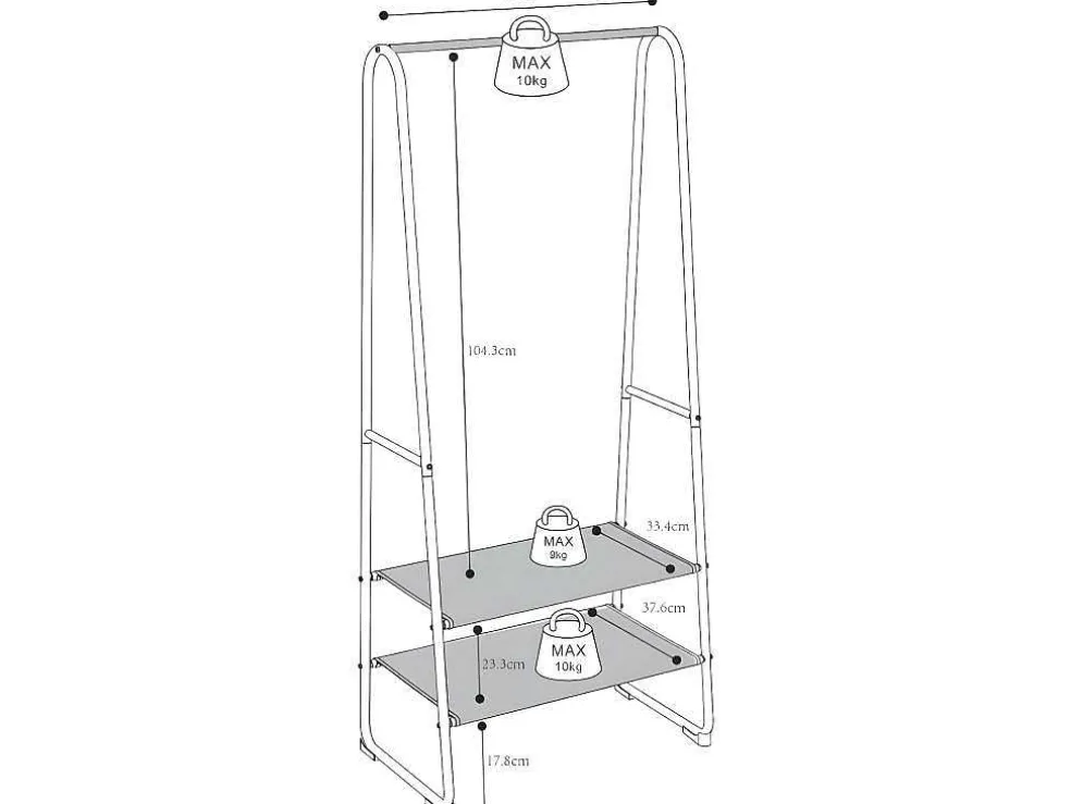 Kledingrek - L64 Cm - Wit Metaal En Beukenhout - Dogu