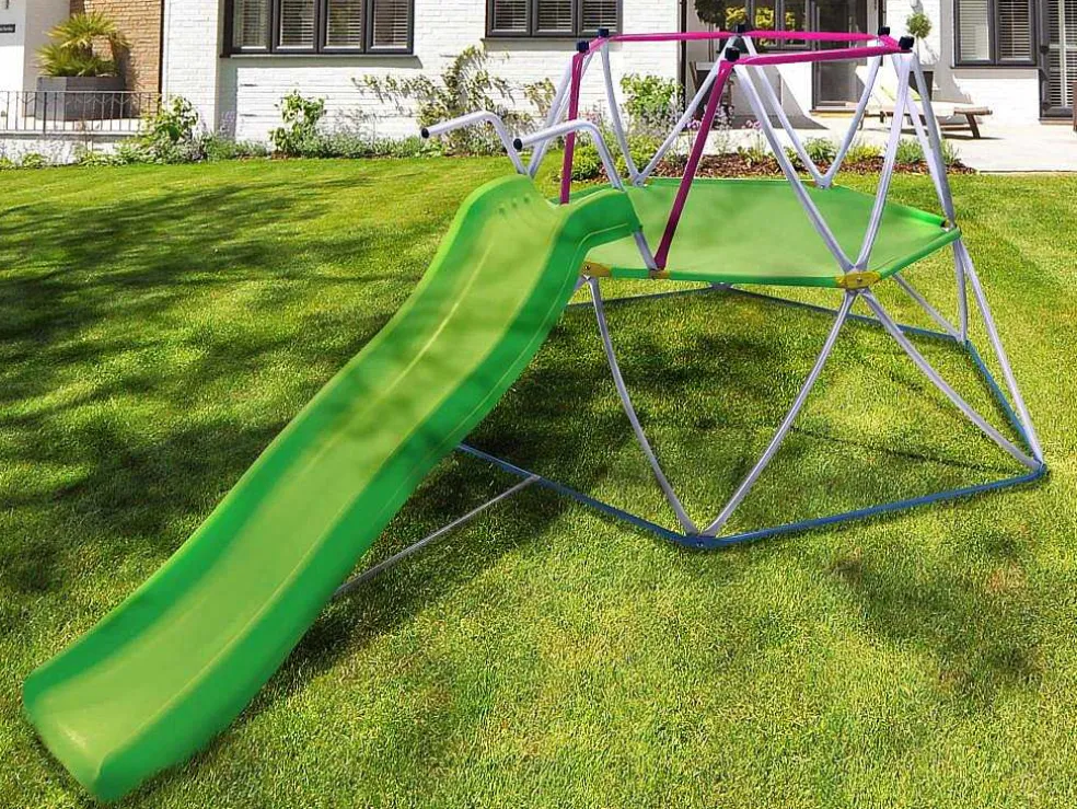 Klimkoepel Met Glijbaan Van Groen Staal 3,26 M - Sedoni