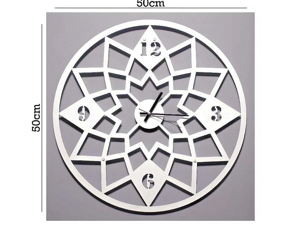 Klok Geometrisch, Wit, Zwart, 50X1,5X50 Cm, Epikasa