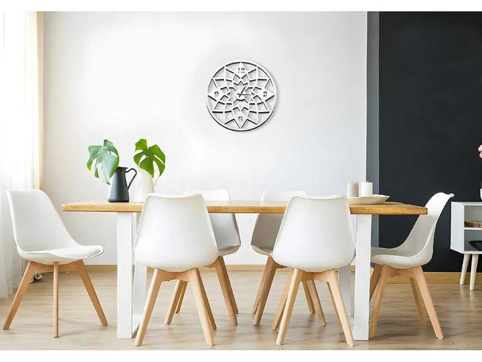Klok Geometrisch, Wit, Zwart, 50X1,5X50 Cm, Epikasa