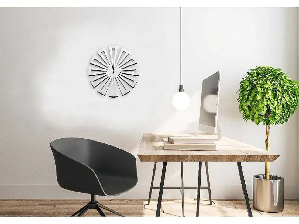 Klok Geometrisch 2, Wit, Zwart, 50X1,5X50 Cm, Epikasa