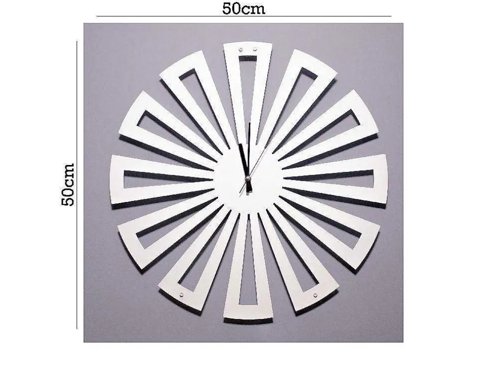 Klok Geometrisch 2, Wit, Zwart, 50X1,5X50 Cm, Epikasa