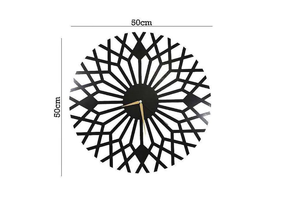 Klok Geometrisch 3, Zwart, 50X1,5X50 Cm, Epikasa