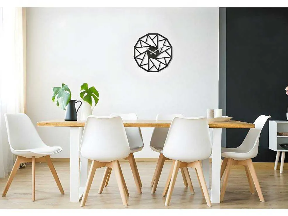 Klok Geometrisch 7, Zwart, Zilver, 50X1,5X50 Cm, Epikasa