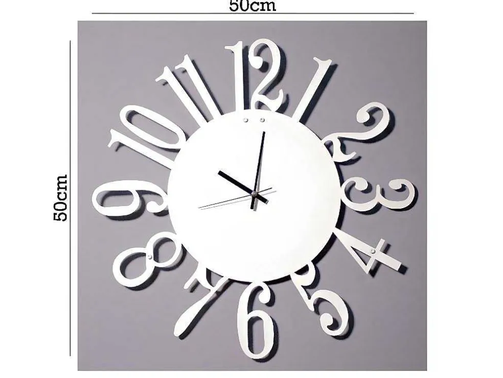 Klok Numbers 1, Wit, Zwart, 50X1,5X50 Cm, Epikasa