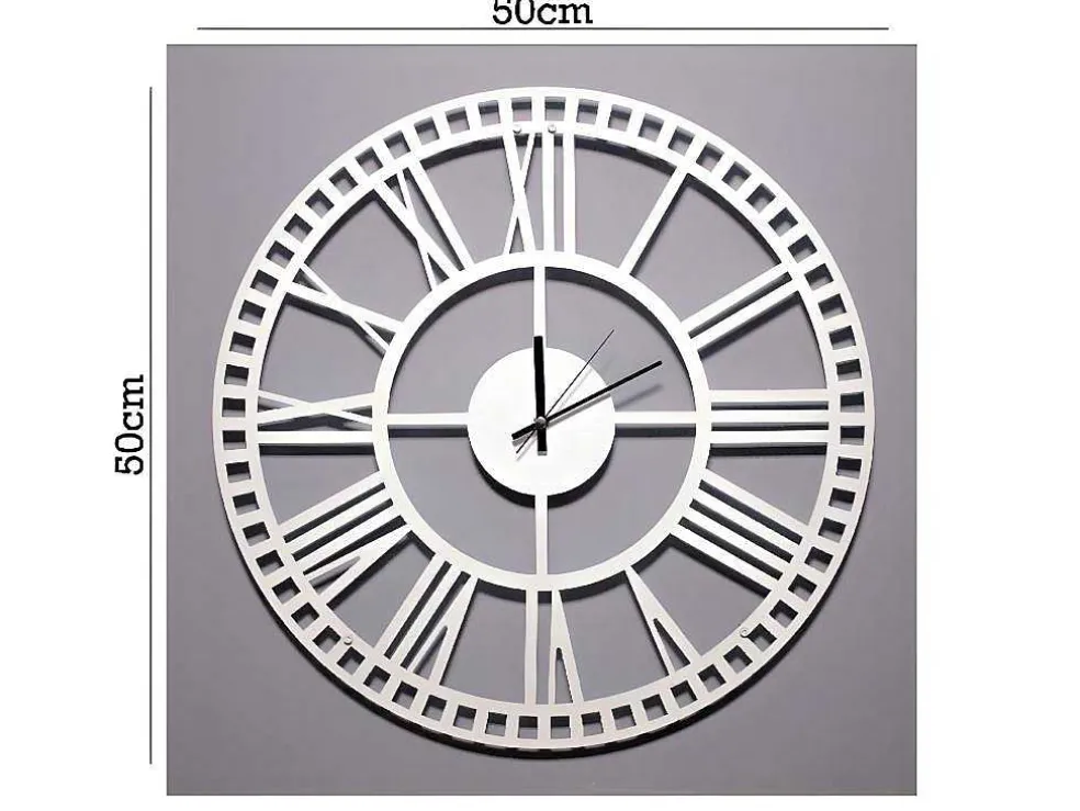 Klok Vintage 5, Wit, Zwart, 50X1,5X50 Cm, Epikasa