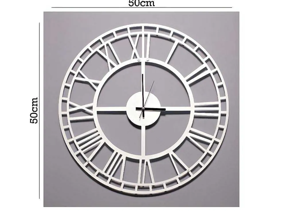 Klok Vintage 7, Wit, Zwart, 50X1,5X50 Cm, Epikasa