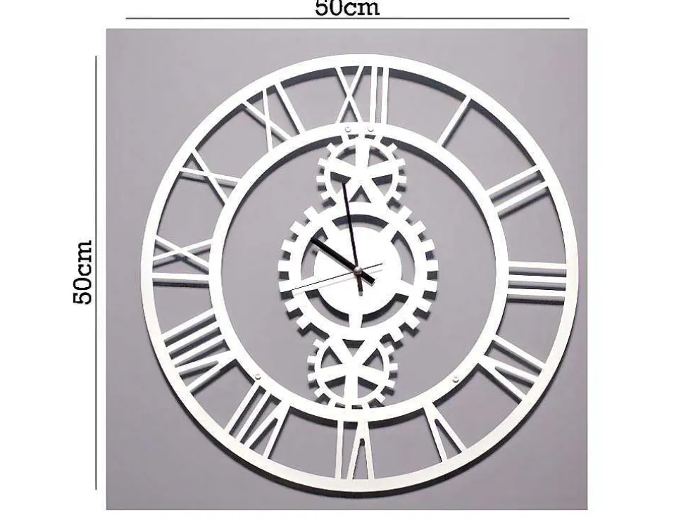 Klok Vintage 6, Wit, Zwart, 50X1,5X50 Cm, Epikasa