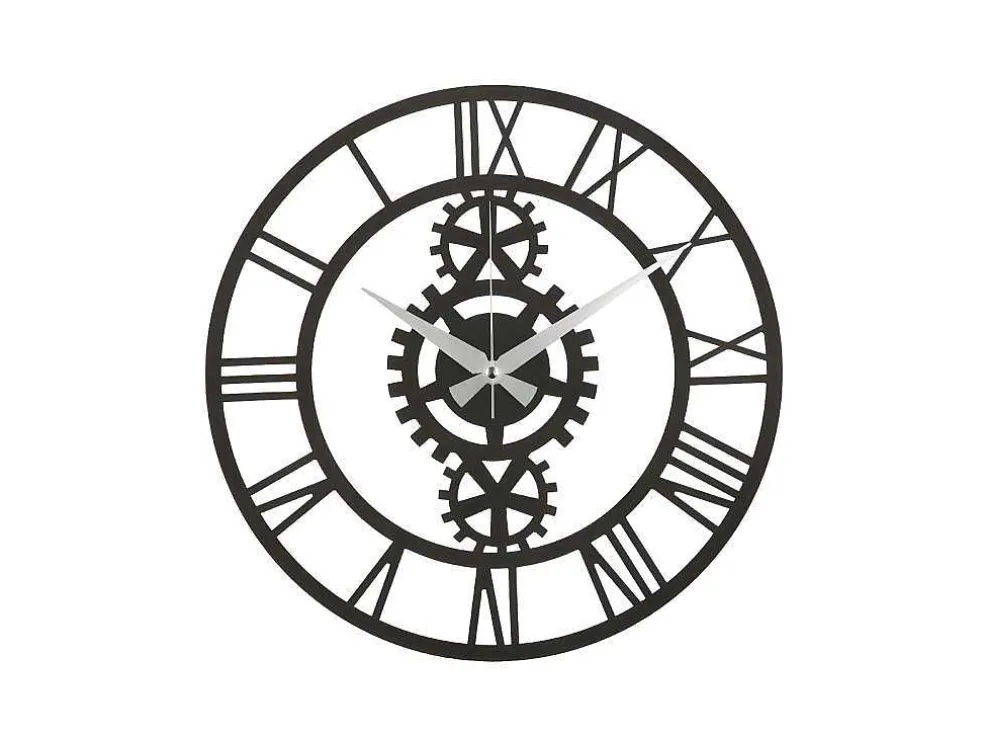 Klok Vintage 10, Zwart, Zilver, 50X1,5X50 Cm, Epikasa