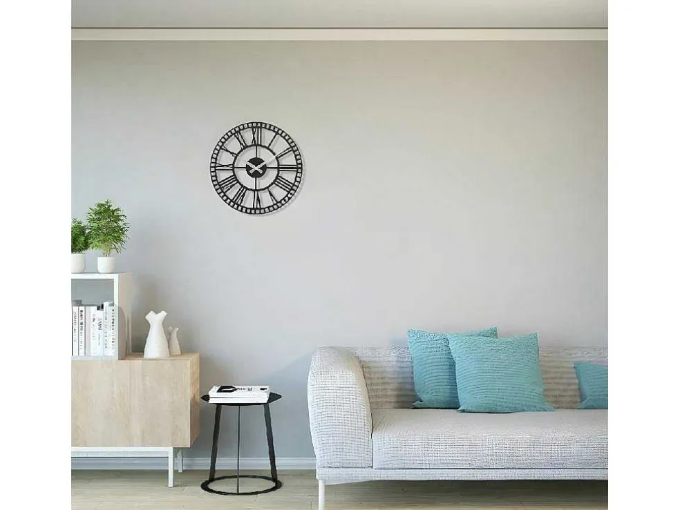 Klok Vintage 11, Zwart, Zilver, 50X1,5X50 Cm, Epikasa