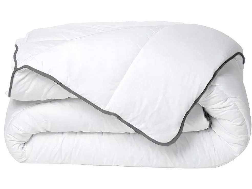 Knuffel Dekbed Silk Touch 240 X 260 Cm - 250 G/M - Wit Met Grijze Bies - Biesya