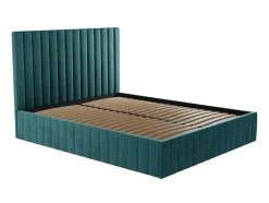 Kofferbed En Hoofdbord Met Verticale Stiksels - 160 X 200 Cm - Fluweel - Eendblauw - Larali - Van Pascal Morabito