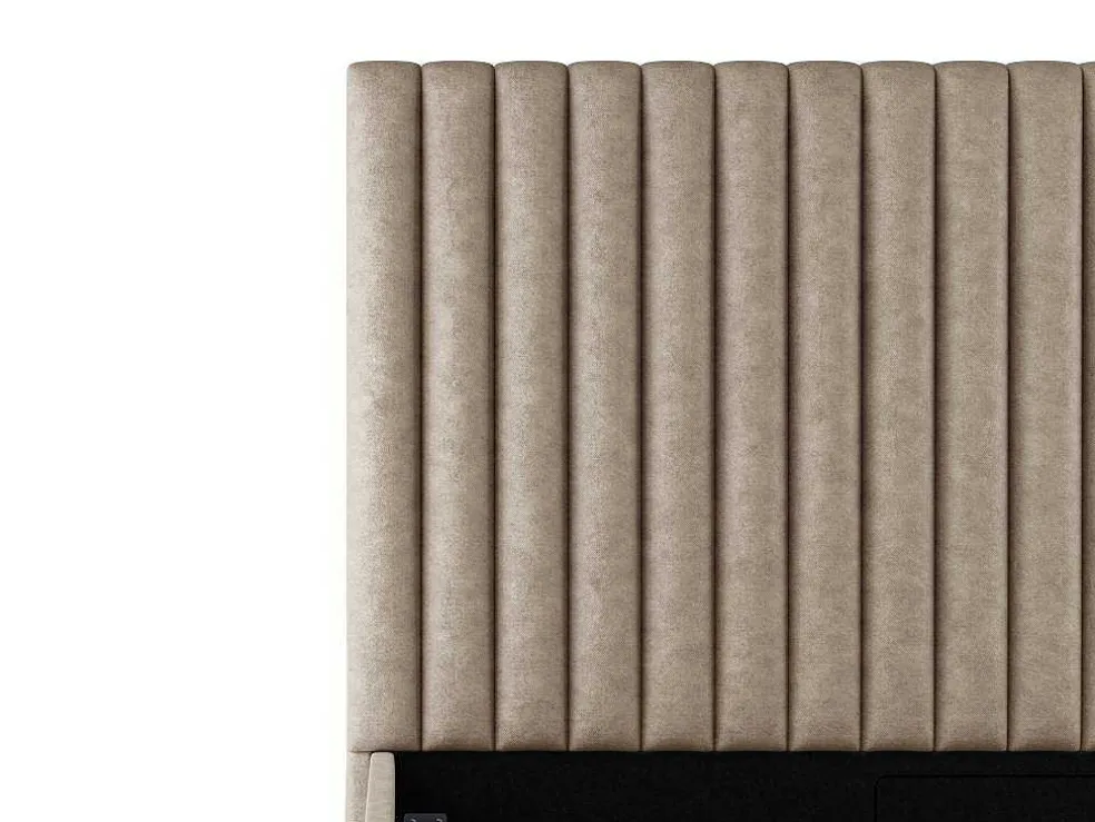 Kofferbed En Hoofdeinde Met Verticale Stiksels - 180 X 200 Cm - Stof - Beige - Sarah