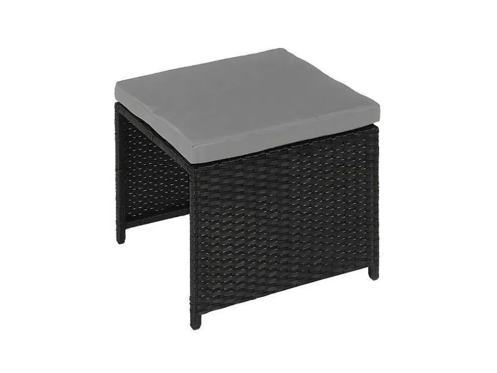 Krukje Van Poly-Rattan Mcw-K35, Zwart, Kussen Lichtgrijs