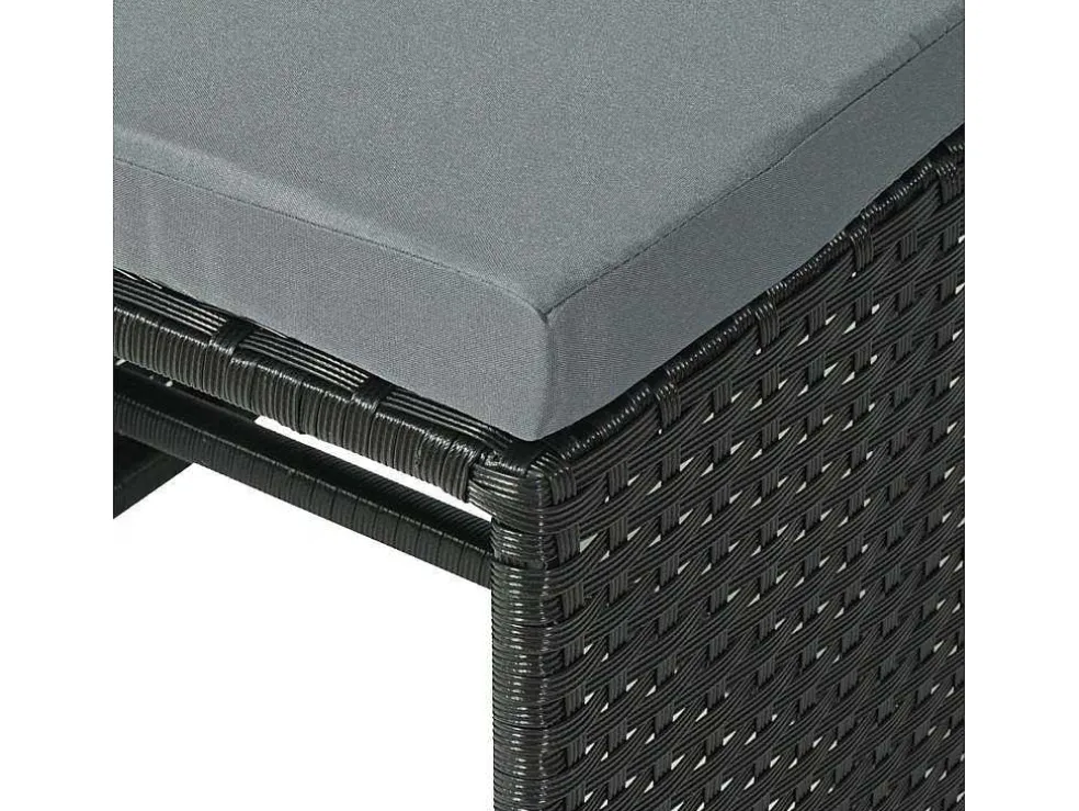 Krukje Van Poly-Rattan Mcw-K35, Zwart, Kussen Lichtgrijs