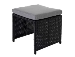 Krukje Van Poly-Rattan Mcw-K35, Zwart, Kussen Lichtgrijs