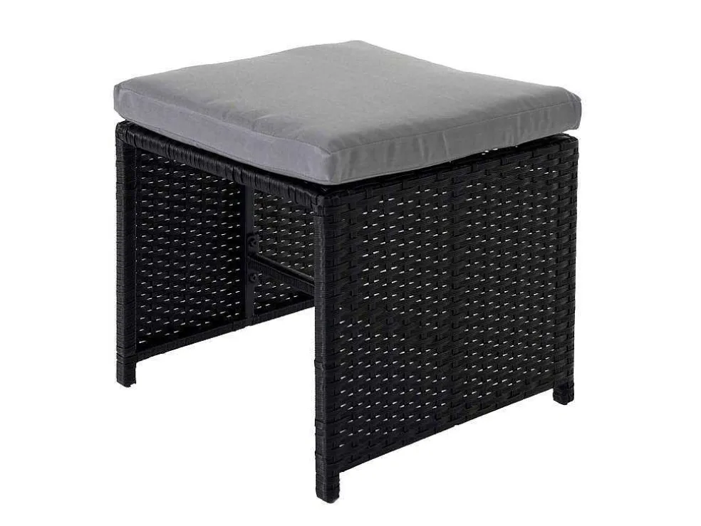 Krukje Van Poly-Rattan Mcw-K35, Zwart, Kussen Lichtgrijs