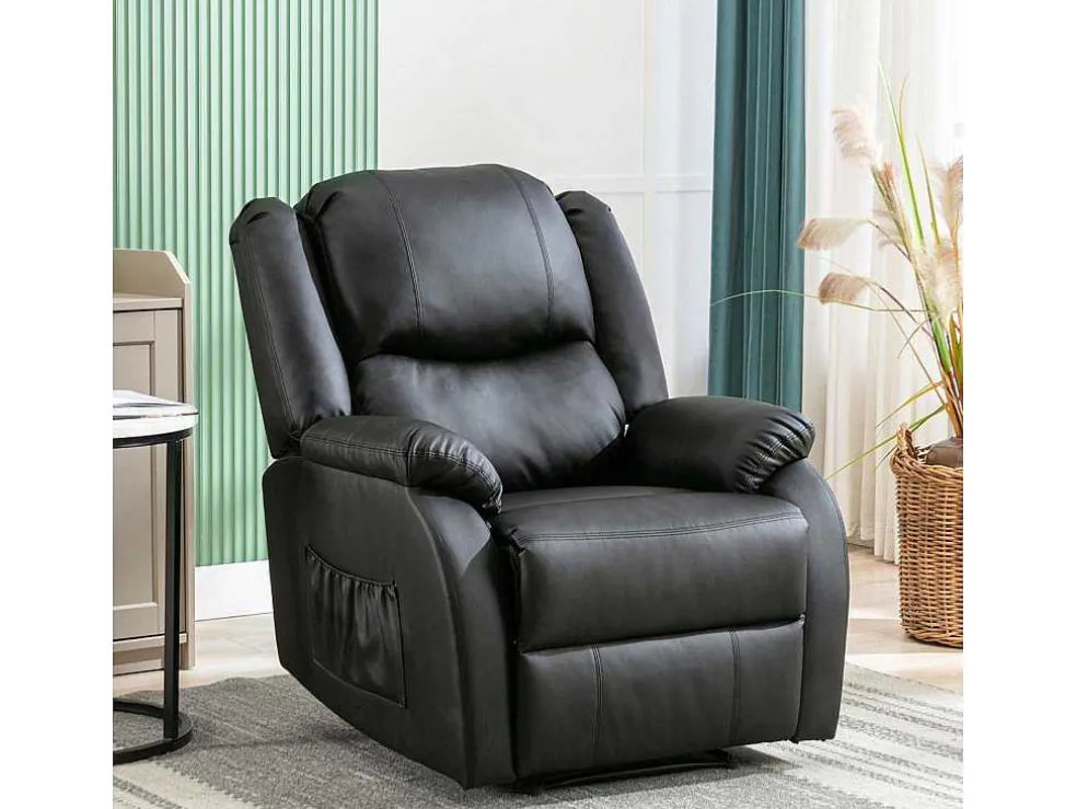 Kunstleer Handmatig Verstelbare Relaxfauteuil Met Zijvak - Zwart