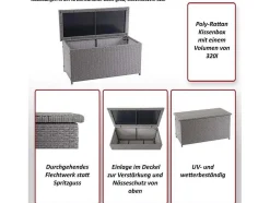 Kussenbox Van Polyrattan Mcw-D88 Iii, Basic Grijs, 63X135X52Cm 320L
